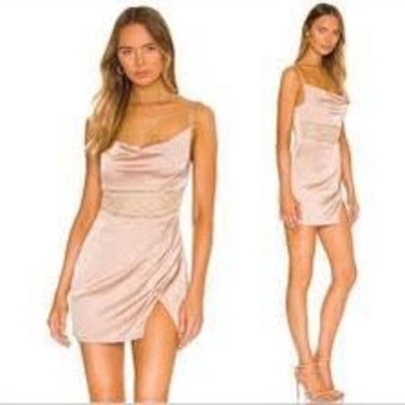superdown Dresses & Skirts - New superdown -‎ revolve Katherine drape satin lace mini dress in nude size S